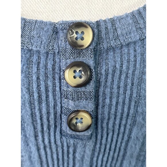 Aeropostale Ribbed Blue Button Front Long Sleeve Henley Top Size L - Picture 3 of 9